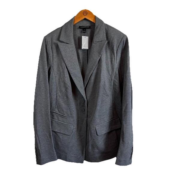 NWT Lane Bryant Blazer 14 Gray Button Long Sleeve Rayon Stretch Career Classic - Picture 1 of 8